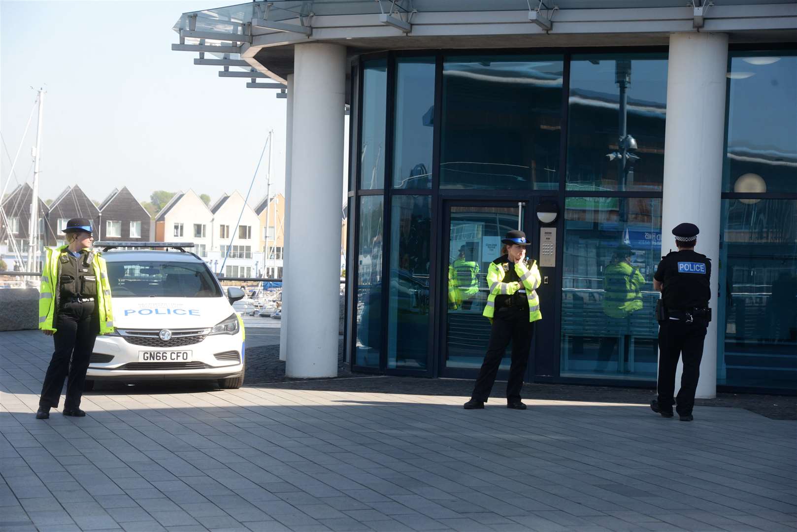 The scene at Chatham Dockside after Alunomoh was arrested. Picture: Chris Davey