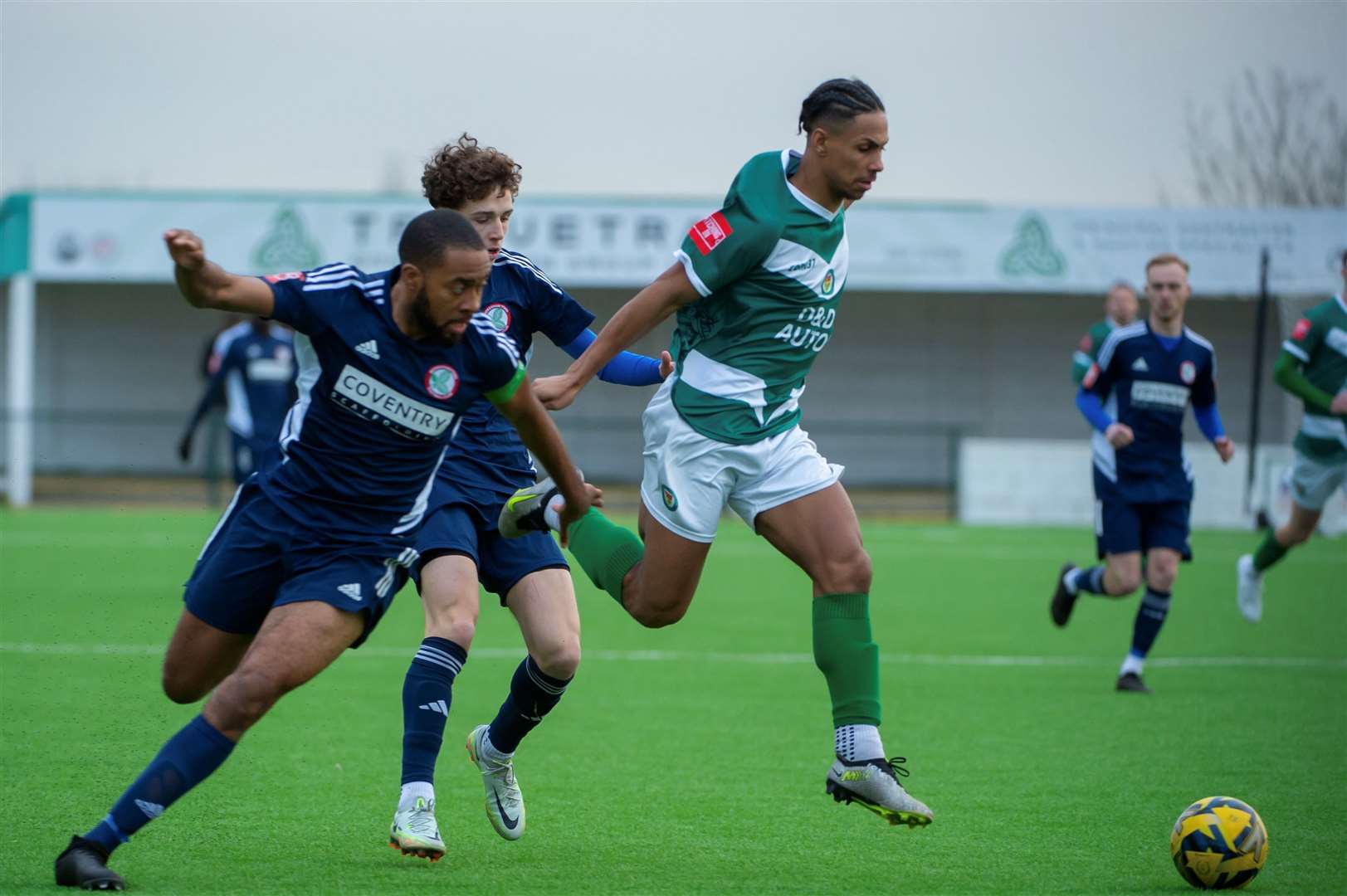 Jordan Ababio runs at the Beckenham defence on his Ashford debut. Picture: Ian Scammell