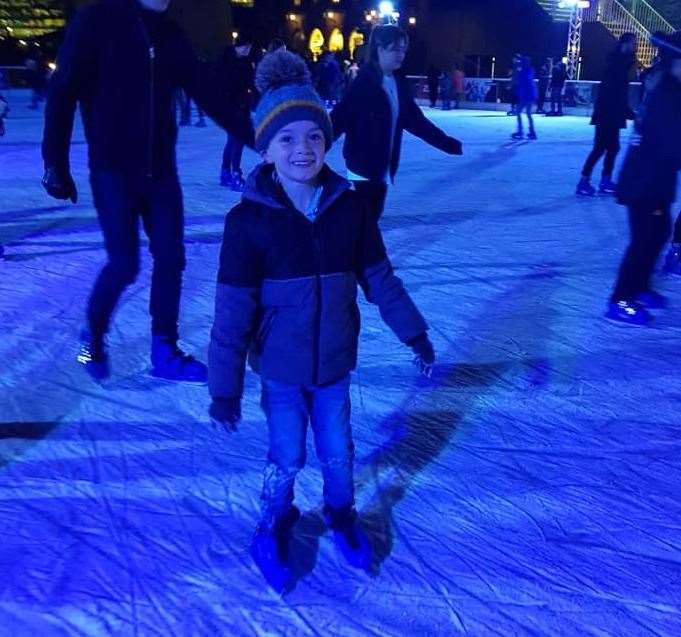 Enjoying the ice - and surprisingly on his feet