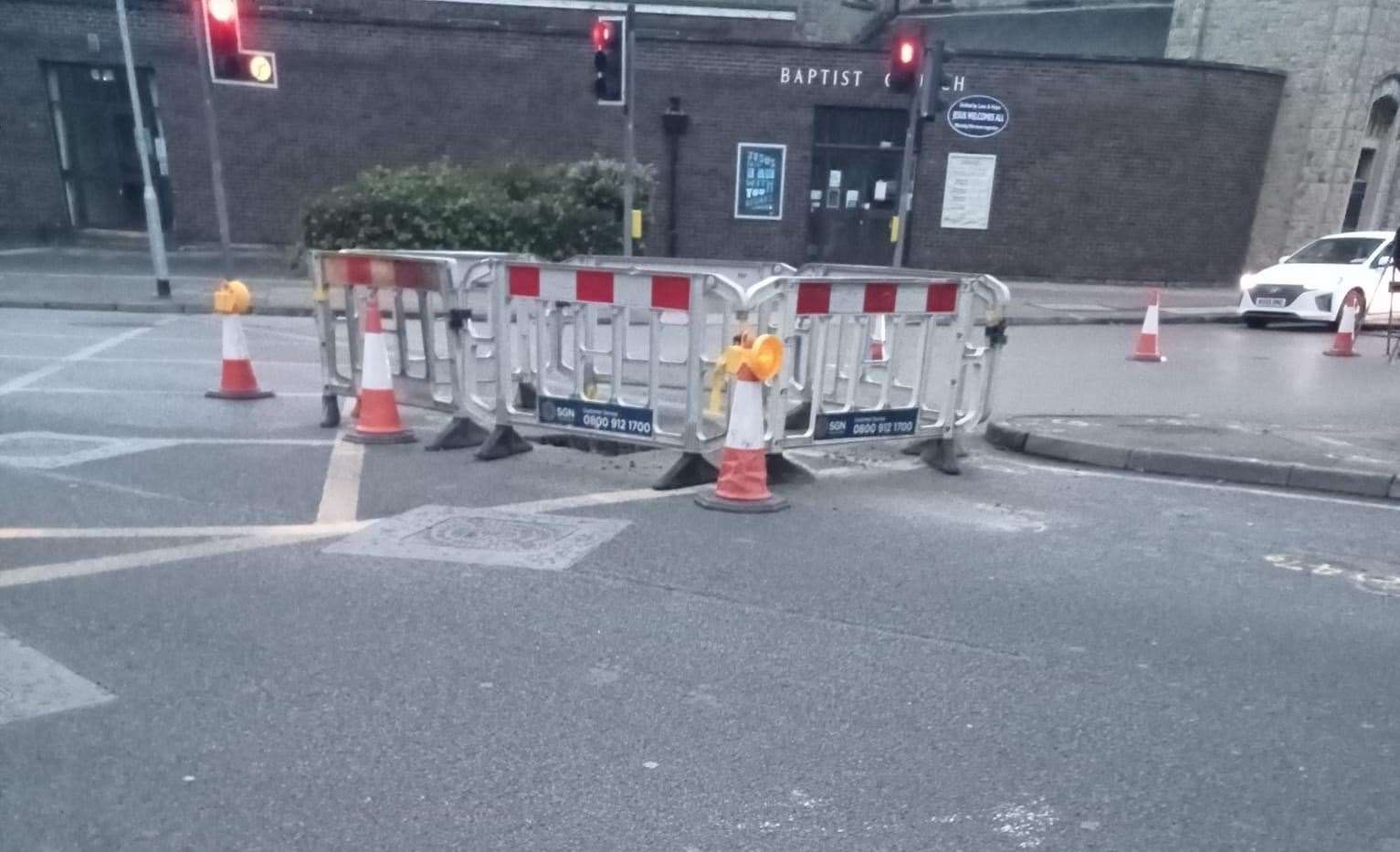 The emergency roadworks started yesterday evening at the junction. Picture: Blair Crittenden