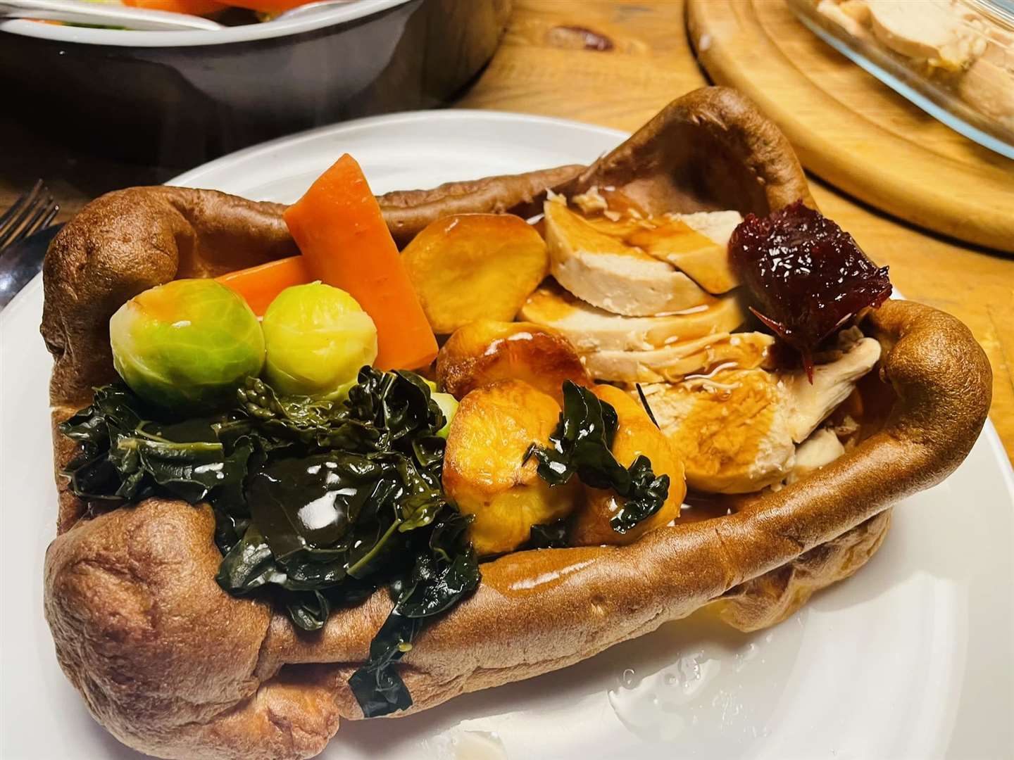 One of the potential food options: roast chicken in a massive Yorkshire pudding. Pictures: Deal Roasting Board/Facebook