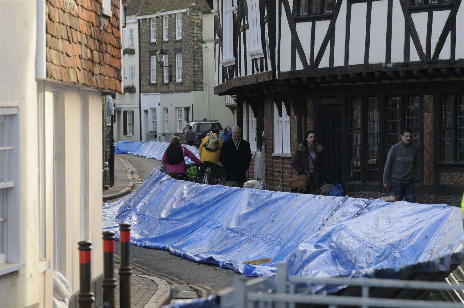 Strand Street with flood barrier in place last year