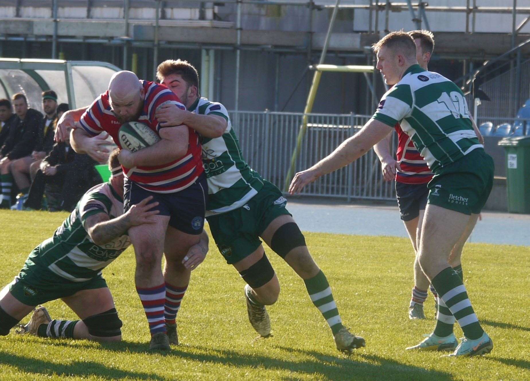 Luke Boon on the charge for Tonbridge at Guernsey. Picture: Adam Hookway
