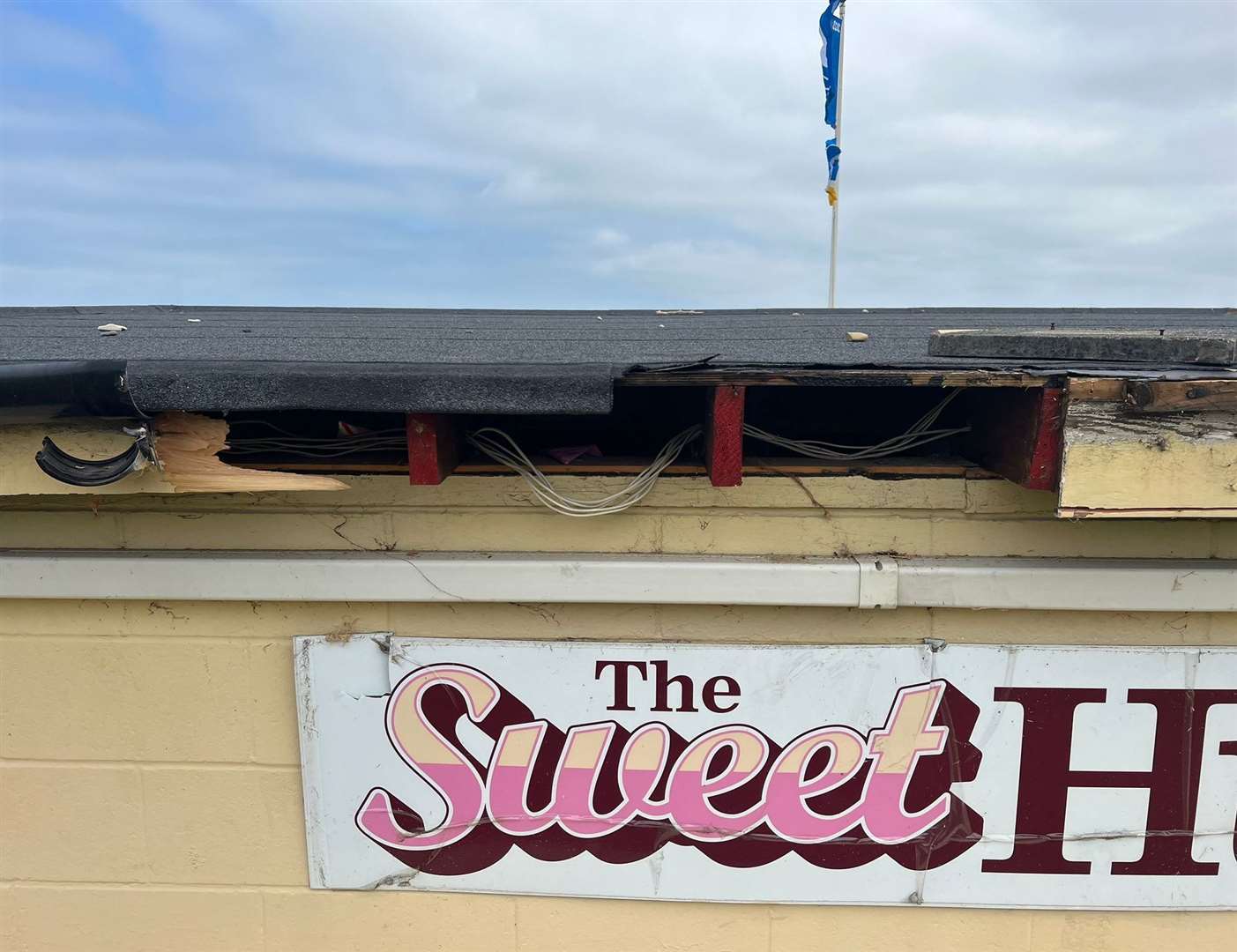 The shop's roof was damaged following the attack and will need to be repaired