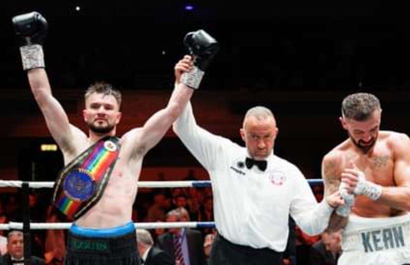 Louis Greene successfully defended his title against Dundee’s Paul Kean Picture: Kynock-boxing.com