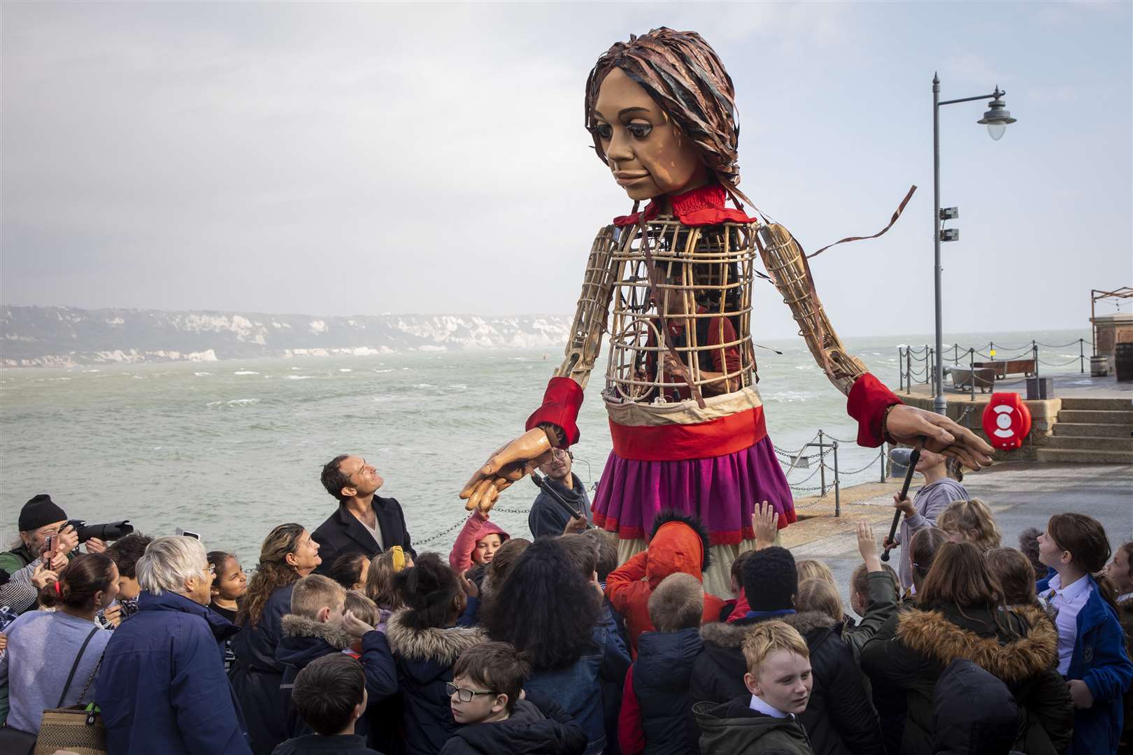 The puppet was also welcomed by school children. Photo by Andy Aitchison