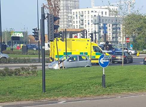 An ambulance at the crash