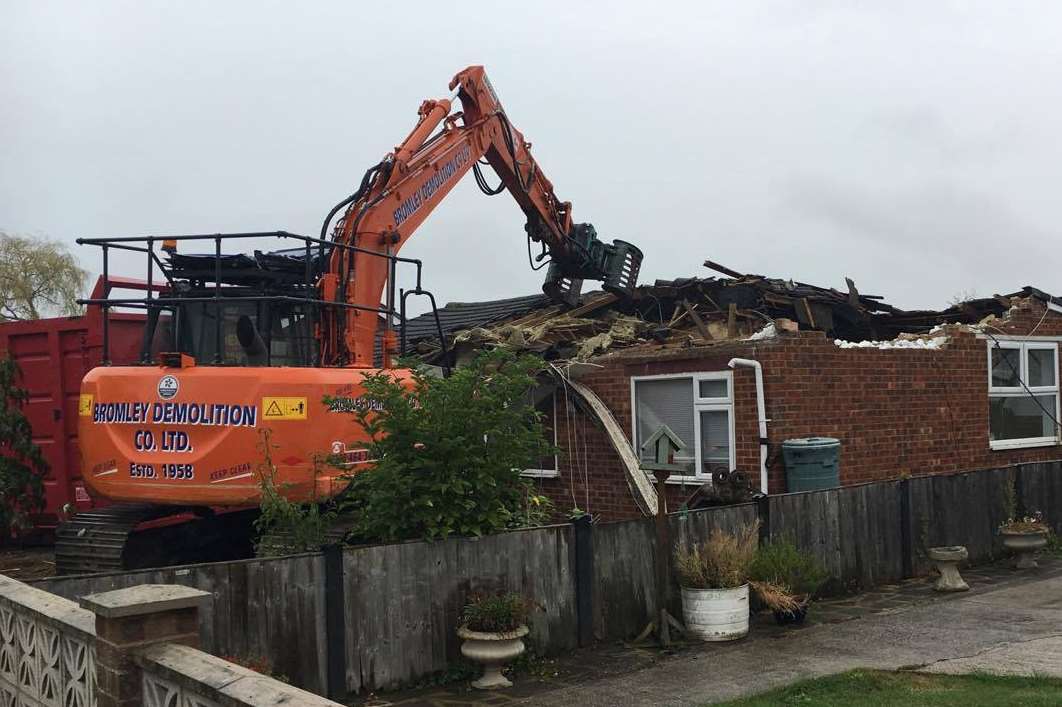 The Ratcliffe's family home in Elmley Road was demolished by a digger on Monday