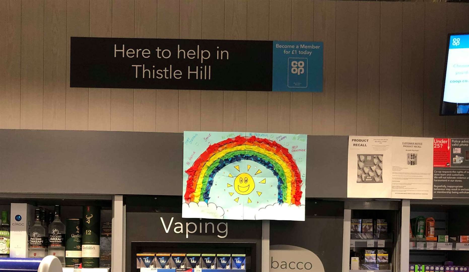 Tasha Sedge put this rainbow up where she works in the Co-op shop at Thistle Hill, Minster