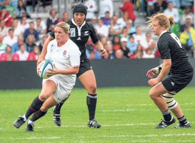 Rachael Burford in action for England Picture: www.rugbymatters.net