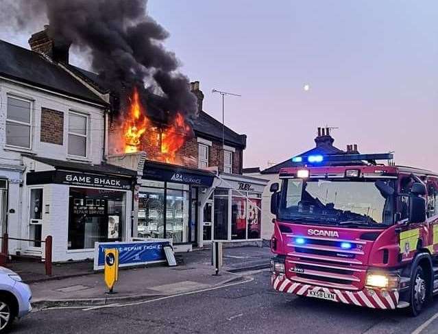 The shop fire. Picture: Ian Hankinson