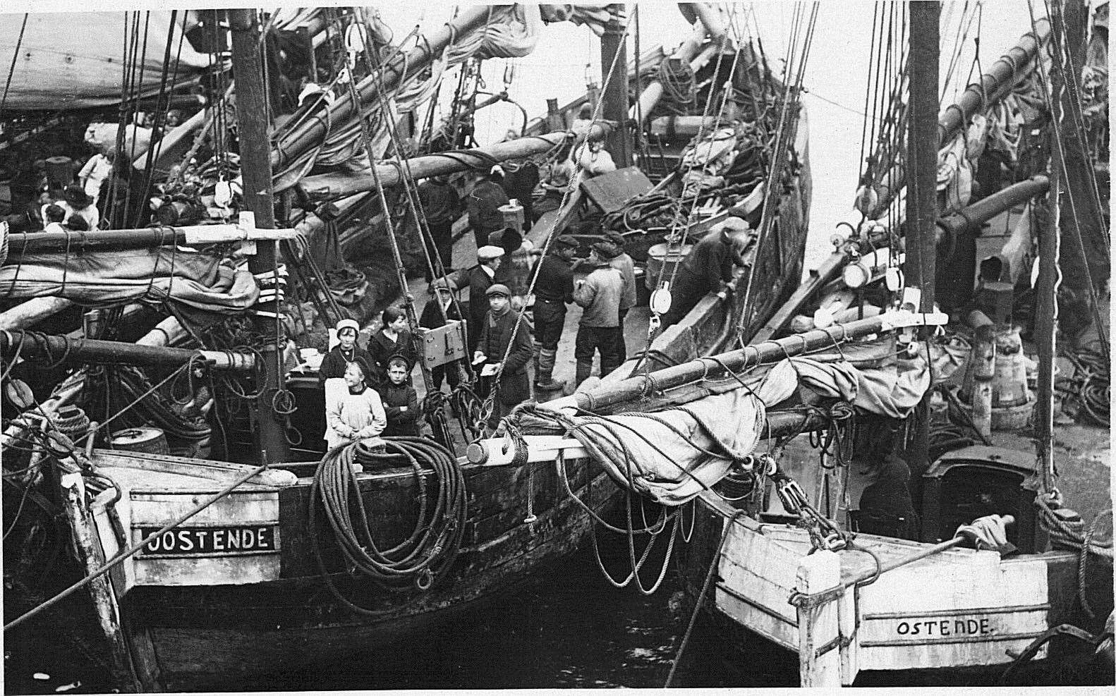 Belgian refugees in Folkestone Harbour, August 1914. Pic: Alan Taylor, Folkestone & District Local History Society