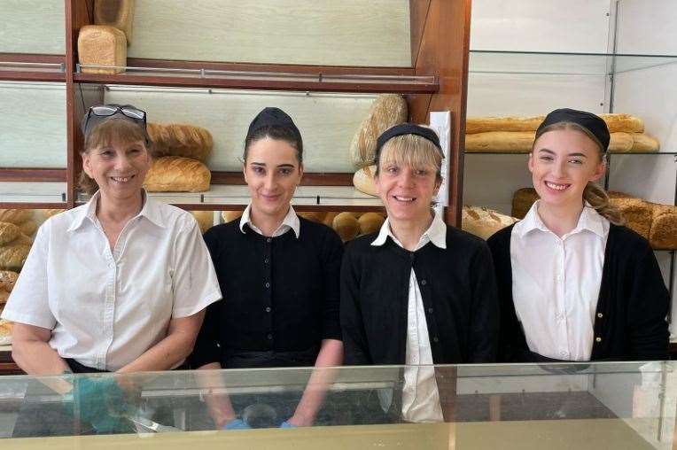 Shop manager Alison Stevens with the shop ladies who are the face of the bakery
