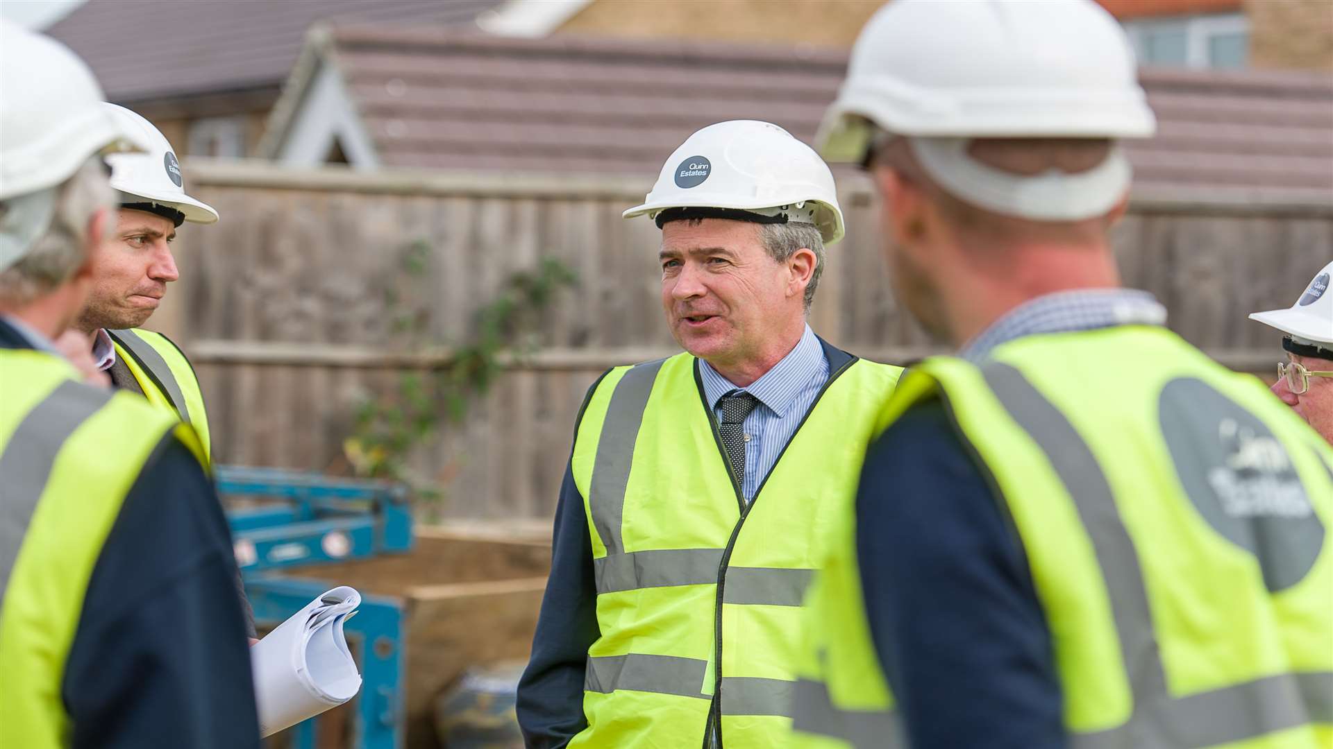 Tonbridge and Malling Borough Council leader Cllr Nicolas Heslop is shown the construction site which was the former KM Group headquarters in Larkfield