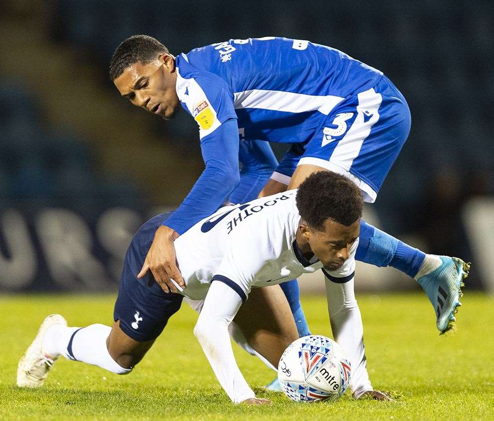 Gillingham vs Tottenham u21s action in the EFL Trophy Picture: Ady Kerry (21502719)