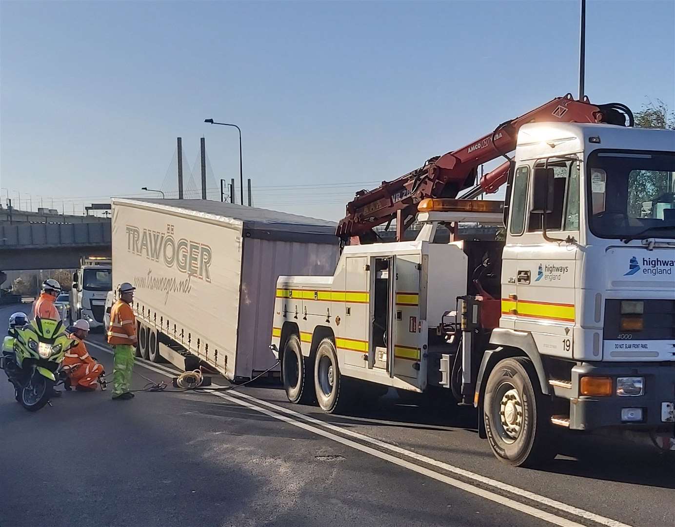 The Dartford east tunnel is currently closed to allow for the recovery of a broken down lorry and its trailer on the Essex side of the Crossing. Photo: @EPRoadsPolicing