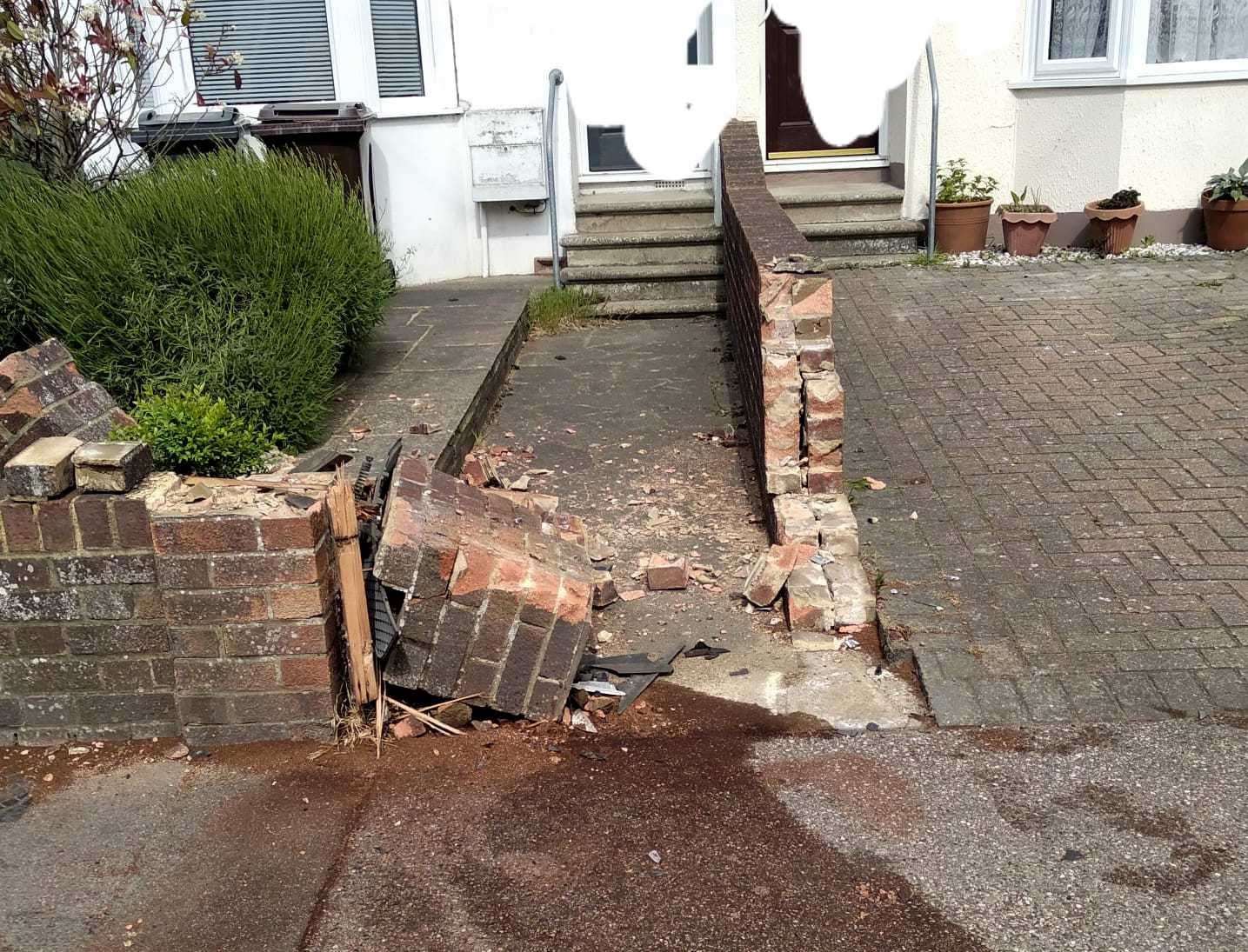 Walls in front of two houses in Beaver Road have been smashed. Picture: Frankie Lanzino