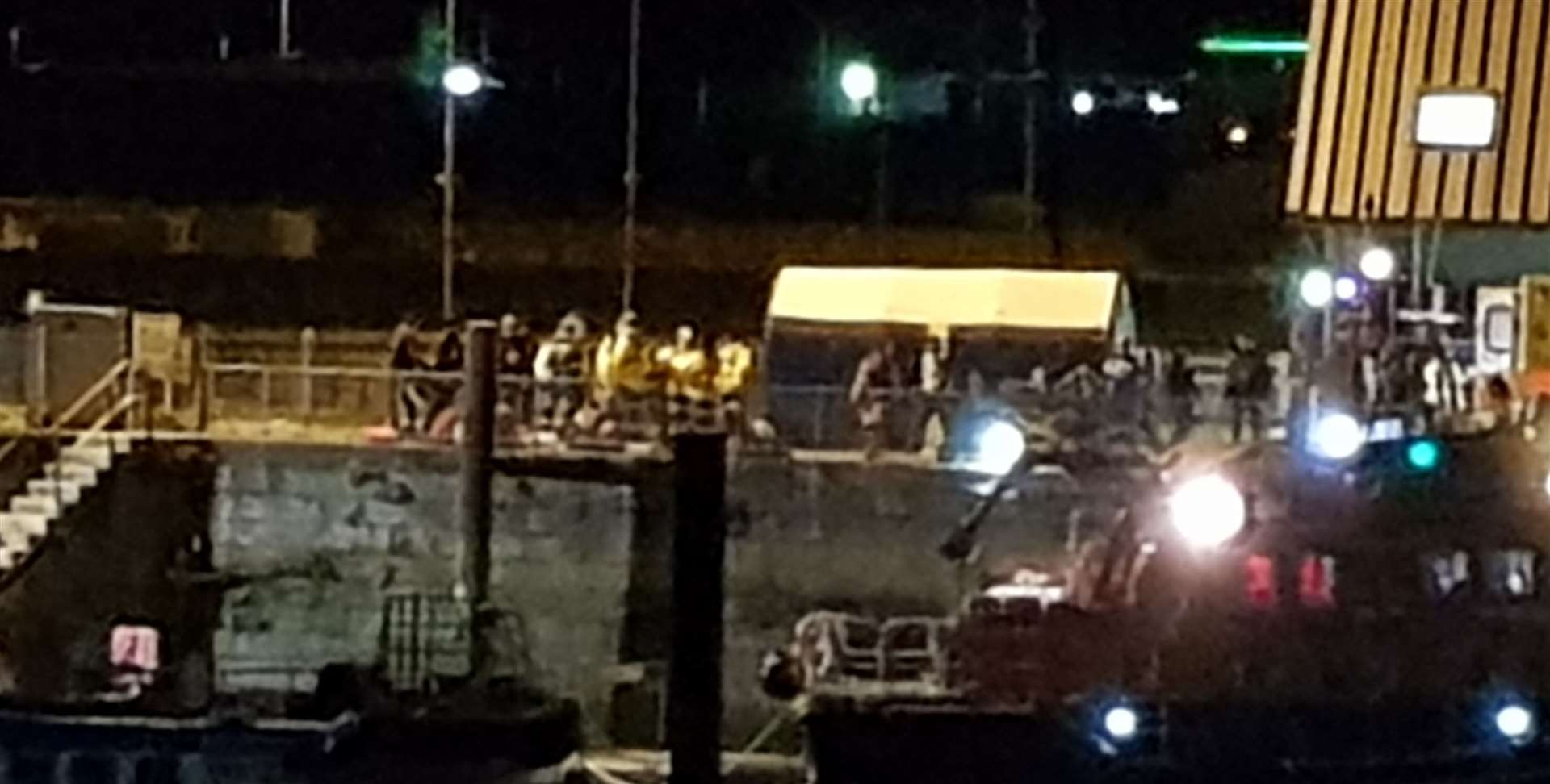 Asylum seekers rescued from a capsized boat in the Channel arrive at Dover. Picture: Warren Grant