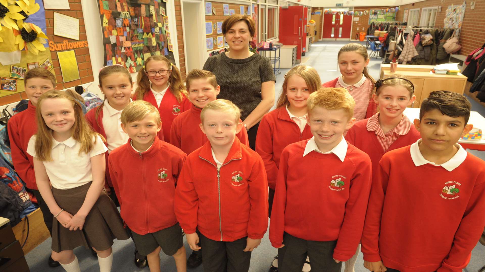 Miers Court school got a Good Ofsted. Lisa Lewis (acting head) with pupils.