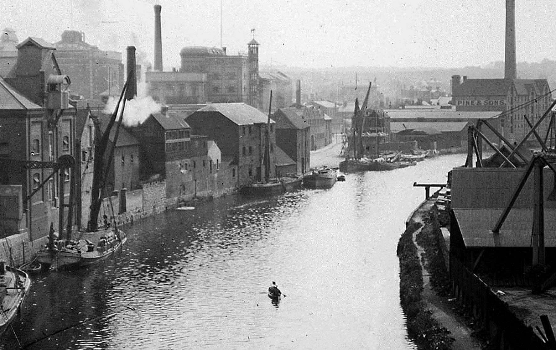 How the River Medway in Maidstone, with the Fremlins Brewery in operation, once looked. Picture: Maidstone Museum