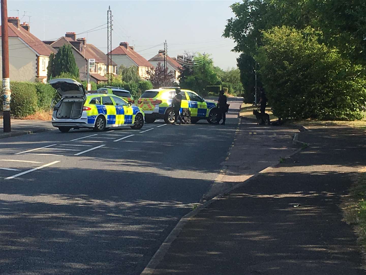 Armed police officers are at the scene of a raid in Lunsford Lane, Larkfield (3462832)