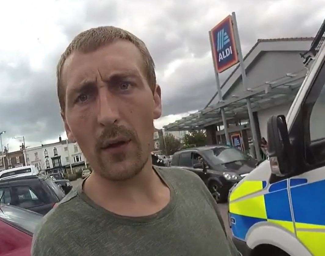 Footage shows the moment Jonothon Cottrell was arrested outside Aldi in Margate. Picture: Kent Police