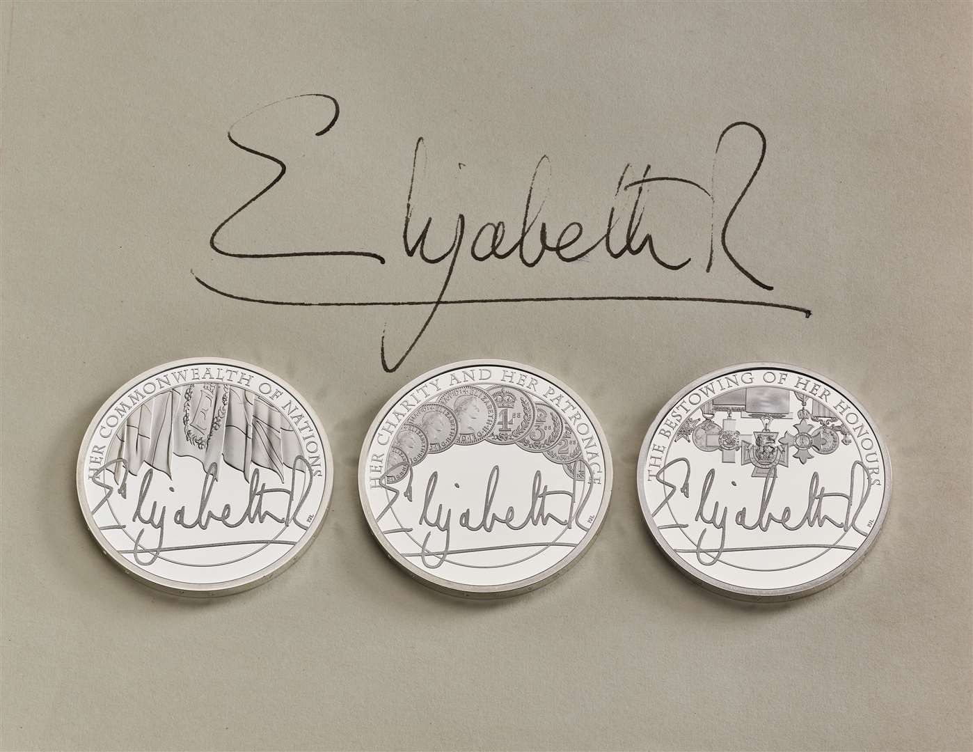 It is the first time her signature has featured on a coin. Image: The Royal Mint.