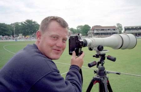Anthony Roberts at the St Lawrence ground with his camera gear