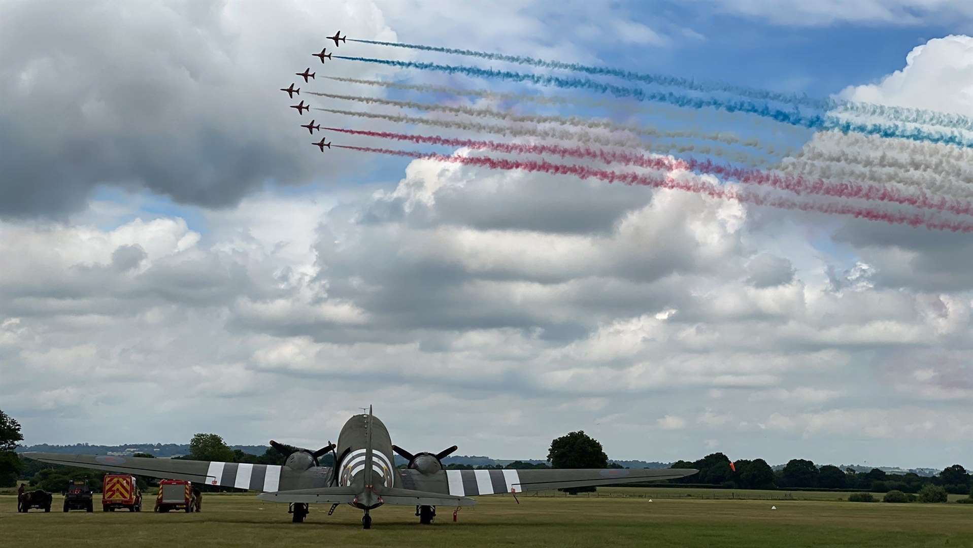The Red Arrows performing at the Battle of Britain airshow today. Picture: Darren Mitchell