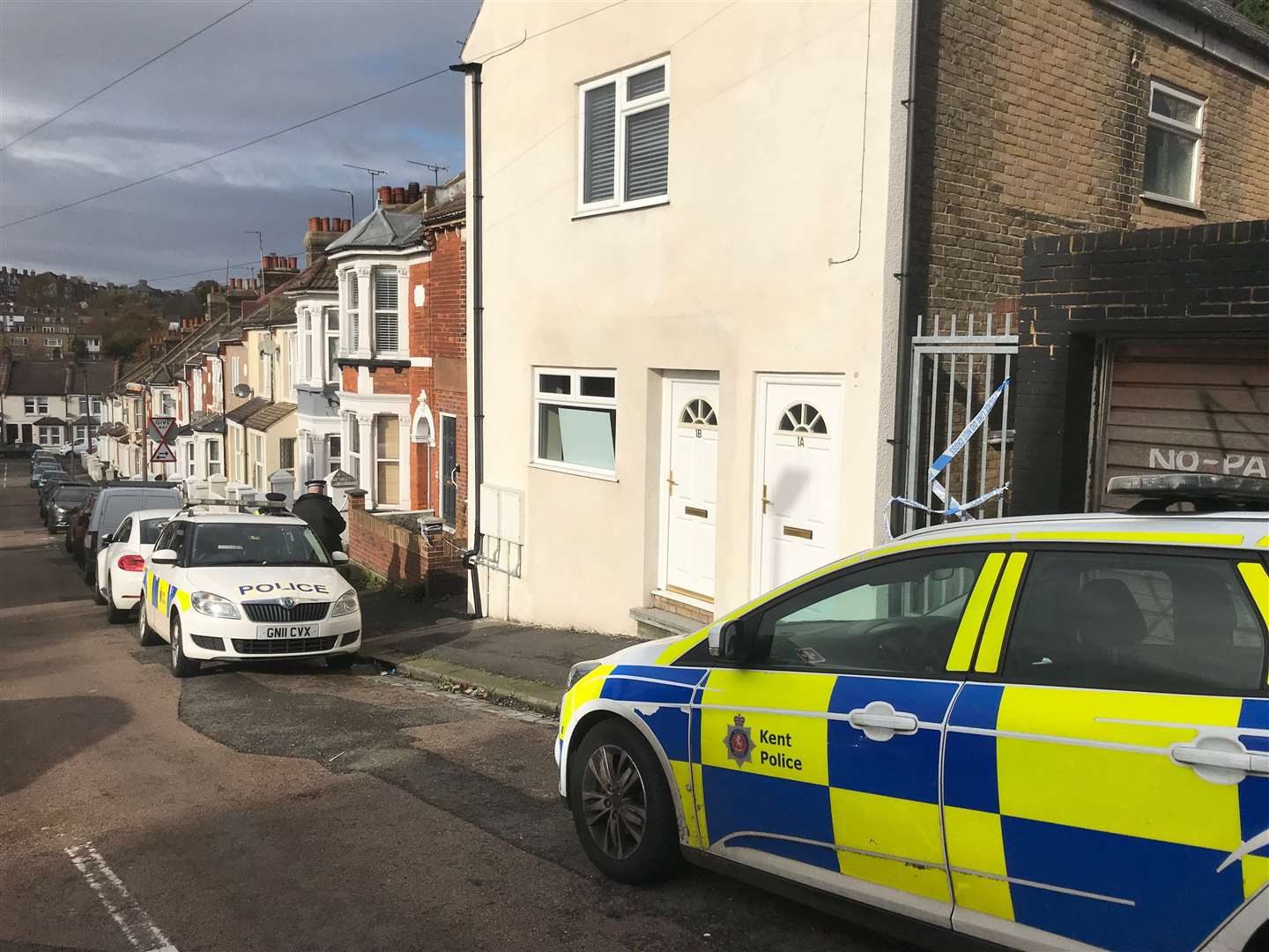 Police in Ross Street, Rochester, this morning after a man's body was discovered on Sunday (42852539)