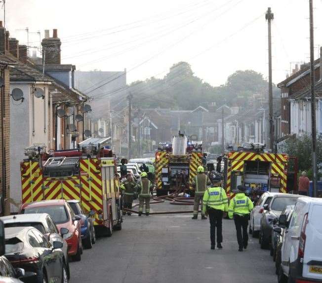Seven fire engines were called to St Mary's Road in Faversham after the blaze. Picture: UKNIP