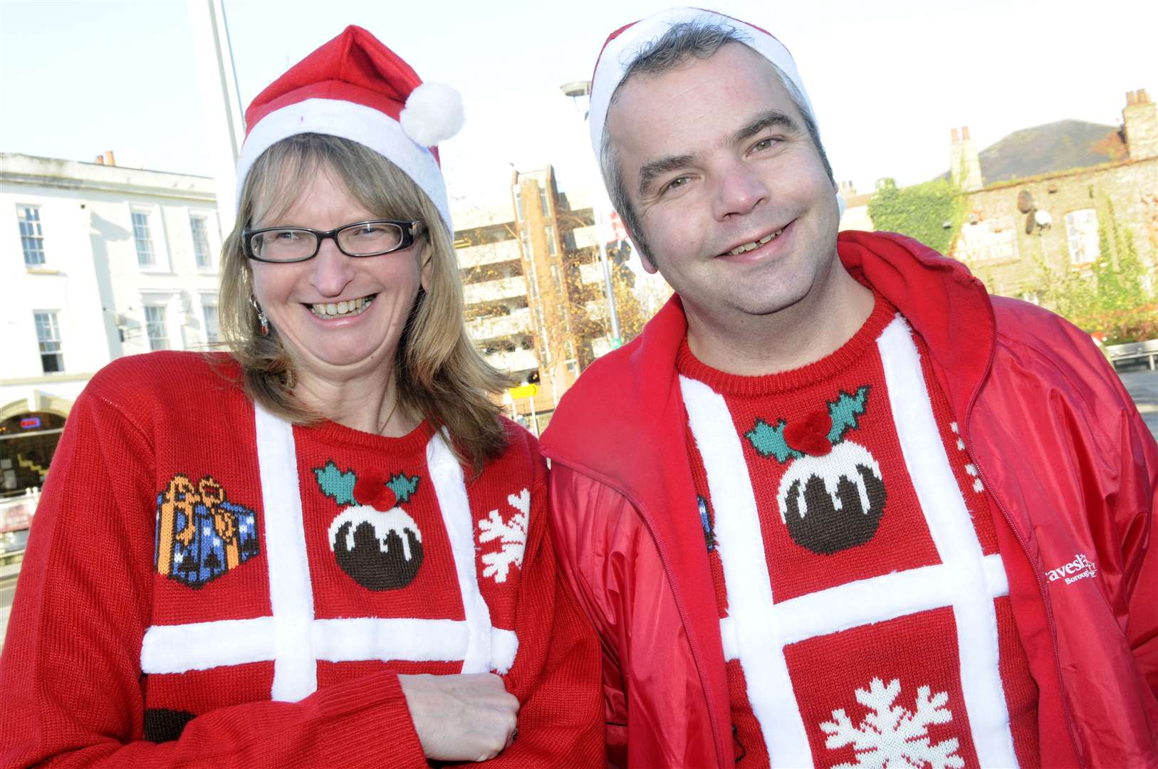 Chris Billington and Chris Inwood were among those who wore festive jumpers for a previous world record bid in Gravesend