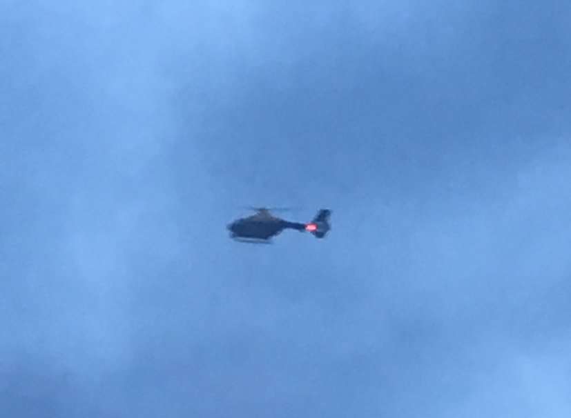 The police helicopter was spotted hovering over the River Medway. Picture: @EmmaRiversxXx