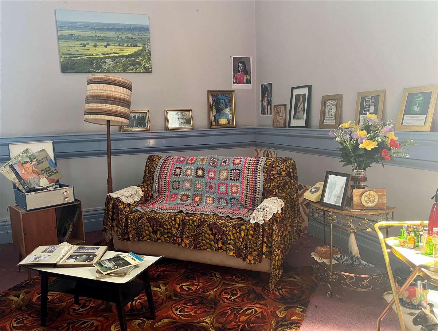 A replica of a typical front room in a house of a black family in Britain at the time