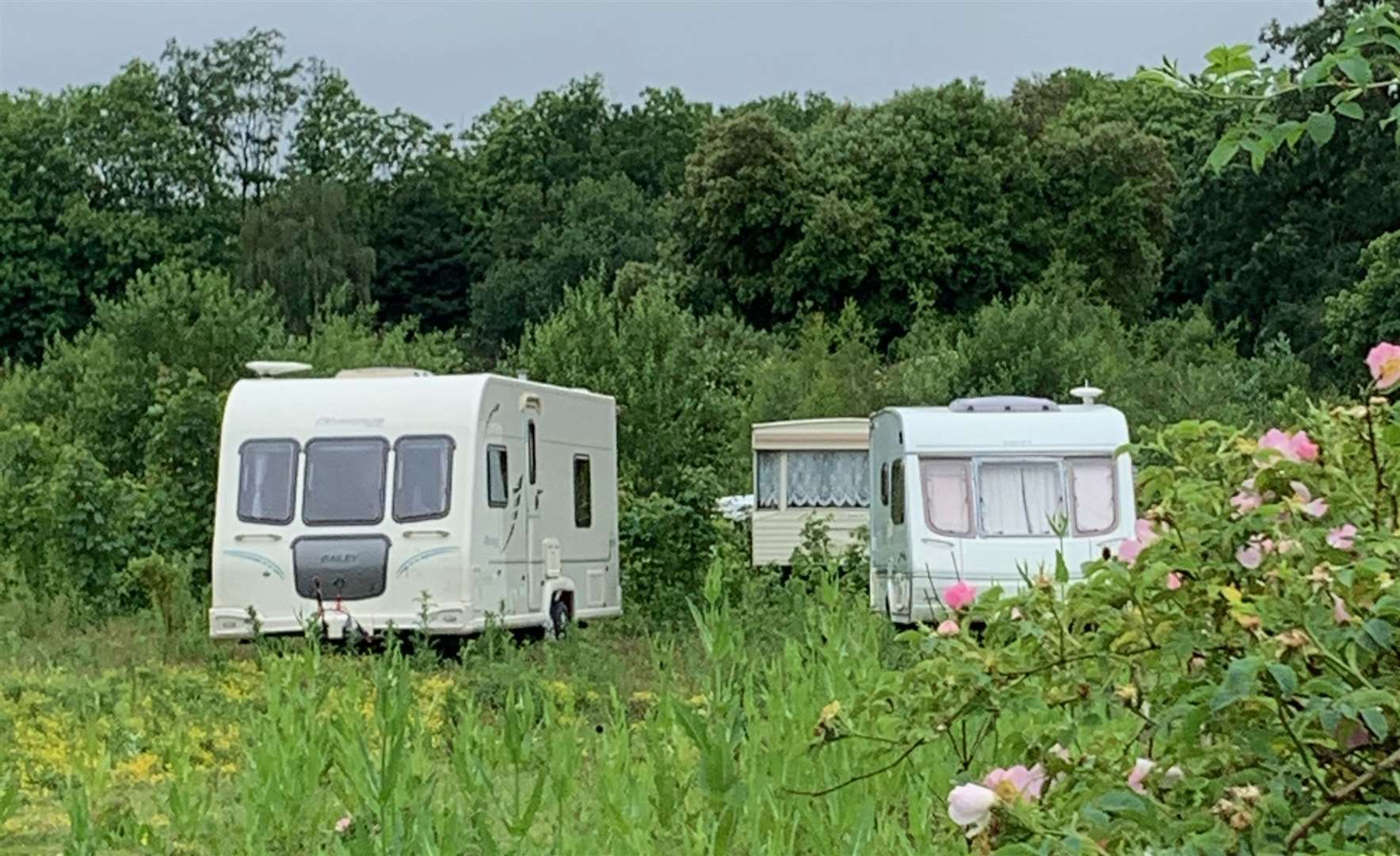 Caravans and mobiles homes have been moved onto a site off Birling Road, Leybourne