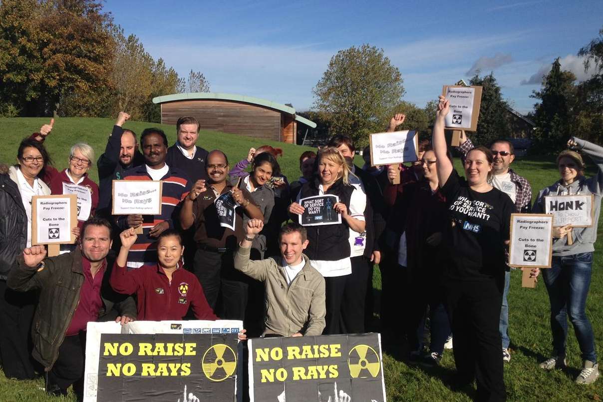 Members of staff at Maidstone Hospital's radiology department staged a walk out over pay