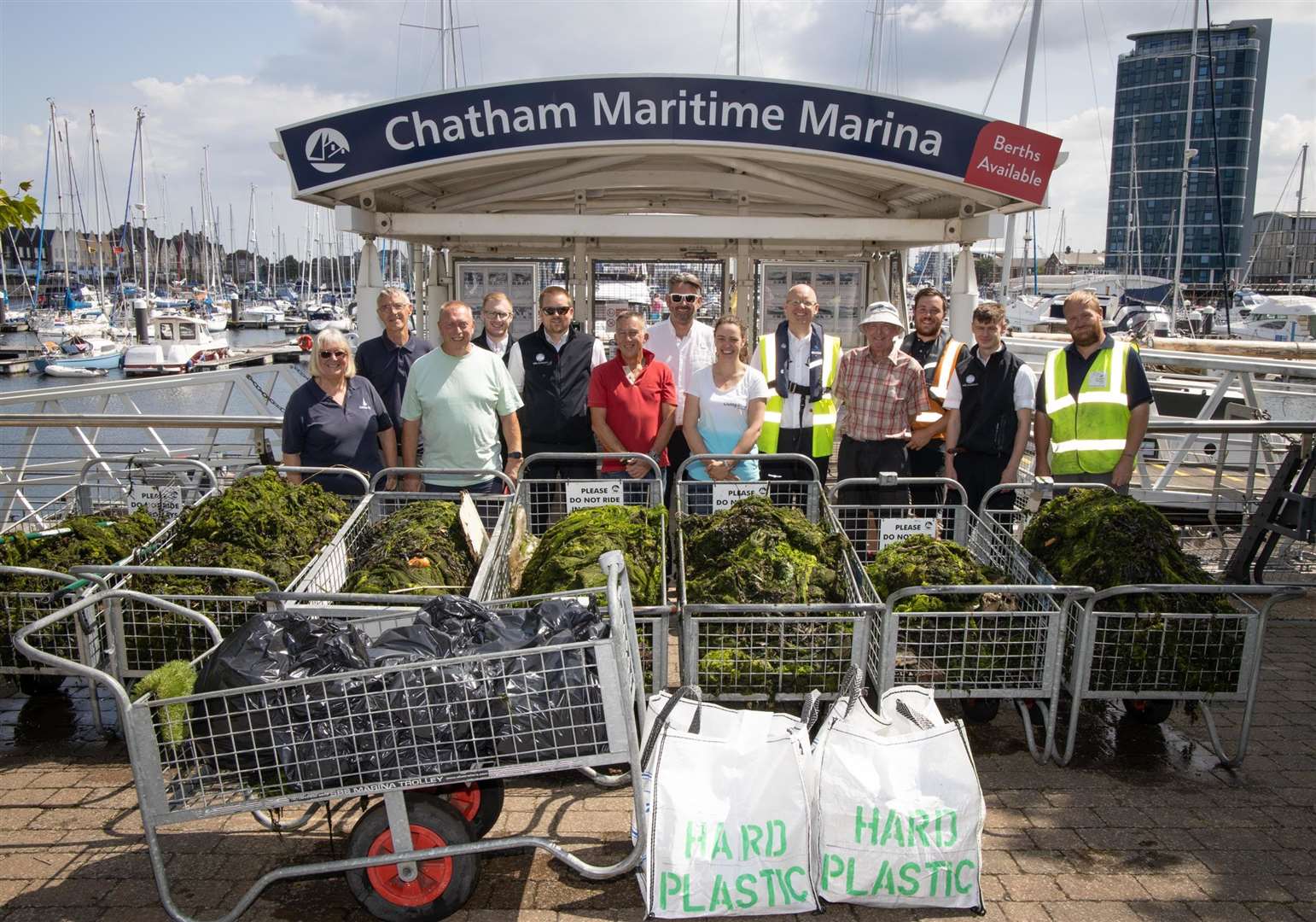 Volunteers with their haul of weed and litter at the Clean Marina Day at Chatham Maritime (14702531)