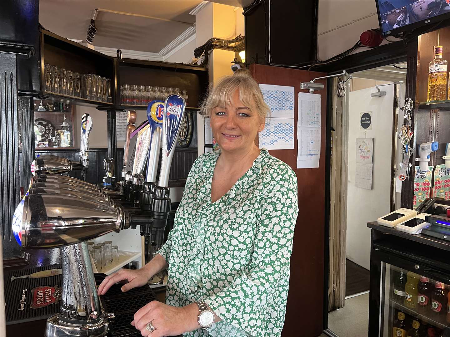 Jacqui Reed, a barmaid at The Pelham Arms, Perry Street