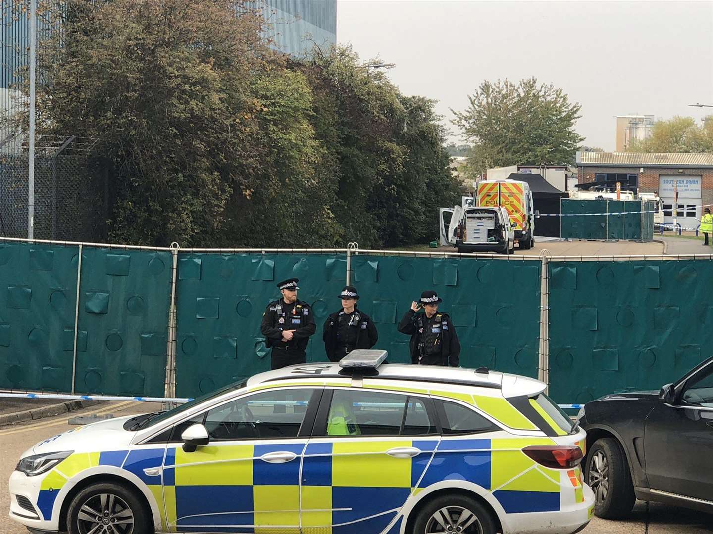 Police at the scene in Essex on October 23. Picture: UKNIP