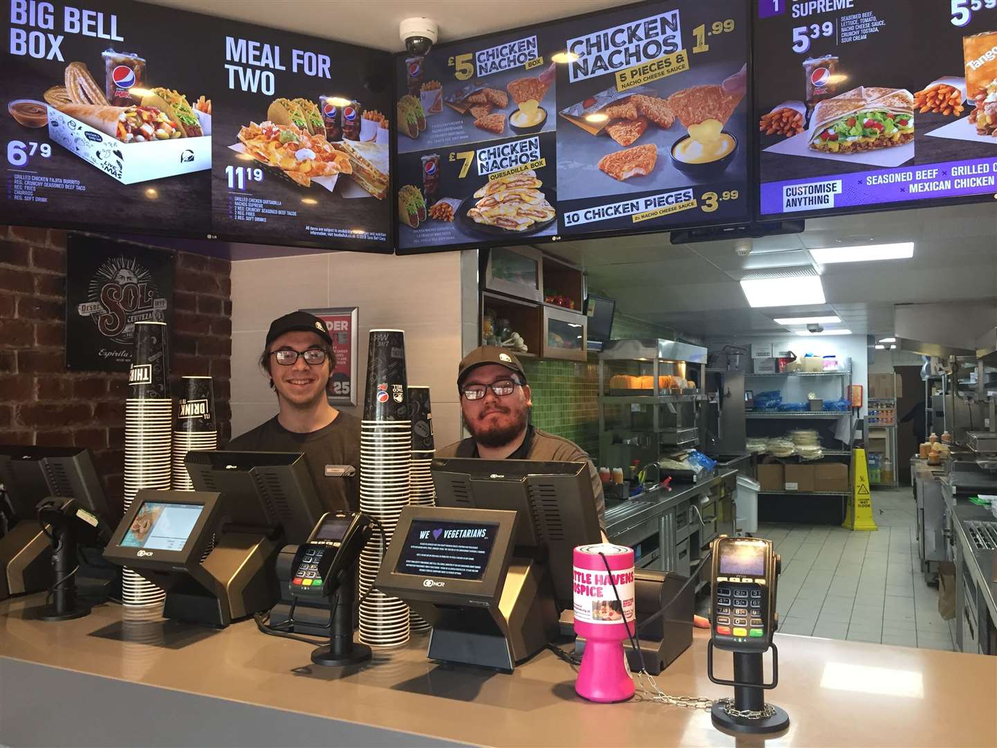Edward and his colleague in Taco Bell, Moulsham Street, Chelmsford