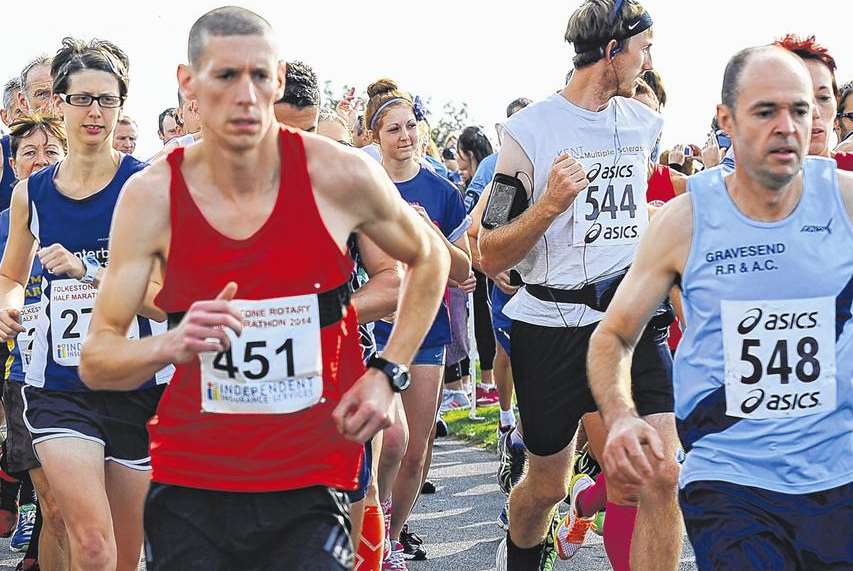 Medway and Maidstone's Tom Collins set the pace at this year's Folkestone Rotary Half-Marathon Picture: Alan Langley