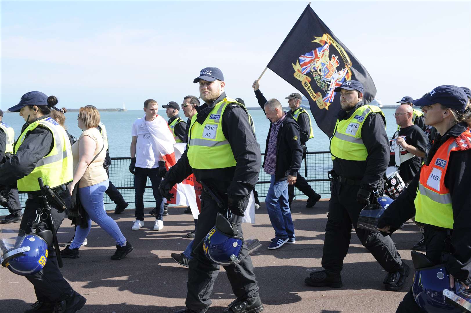 Right wing groups during a parade through Dover in 2016