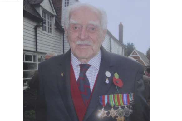 A proud Geoffrey Blain displays his medals at Remembrance Sunday