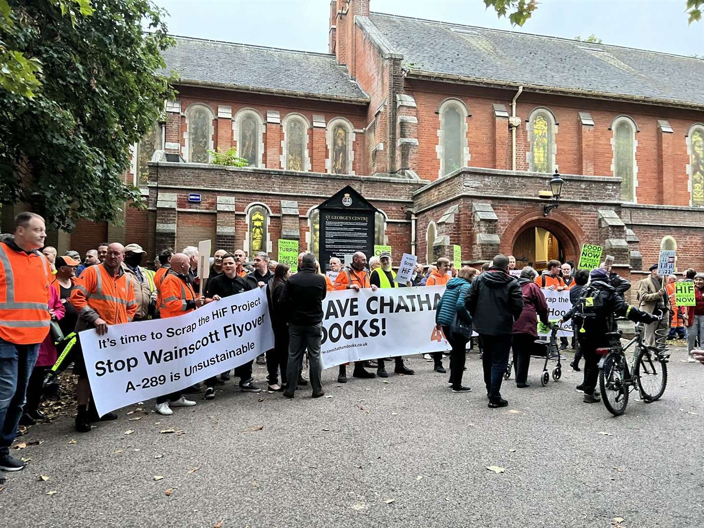 Campaigners gathered outside Medway Council's meeting on Thursday to show their opposition to the draft Local Plan. Picture: Katie May Nelson