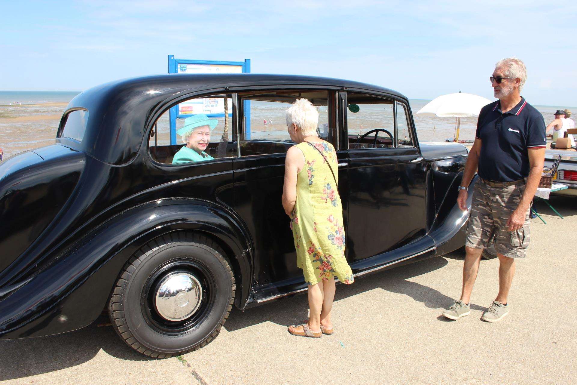 Another top attraction was a 1947 Daimler limousine which was given to Princess Elizabeth and Prince Philip as a wedding present by the RAF. The car, driven by Tom Lambkin of Eastchurch, boasted a colour photo of the Queen in the back seat, which turned heads on the Sheppey seafront at Minster Leas on Sunday (3206611)