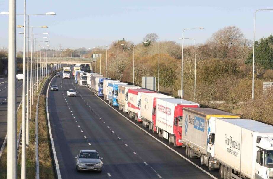Lorries are being ordered to queues patiently on the hard shoulder, so traffic shouldn't be too affected. Picture: UKNIP