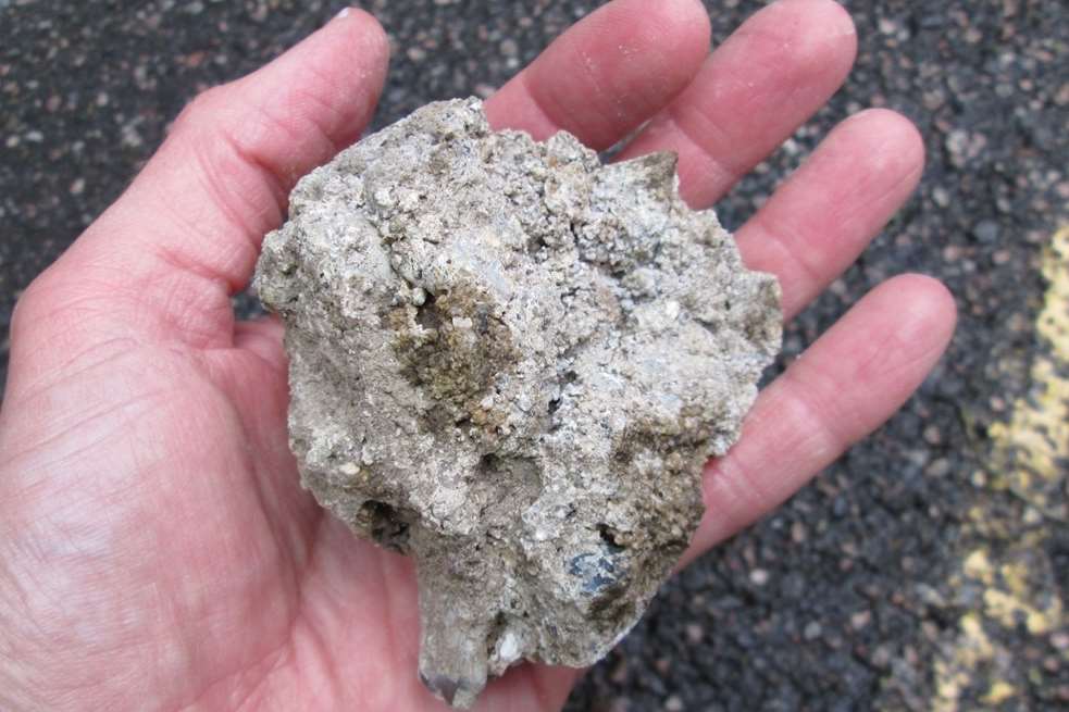 This concrete block was thrown at a minibus