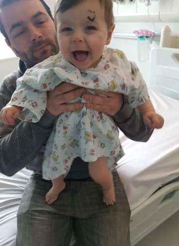 Baby Katherina Hristova, from Chatham, with dad Lyudmil has now recovered from her diagnosis of retinoblastoma. Picture: CECT
