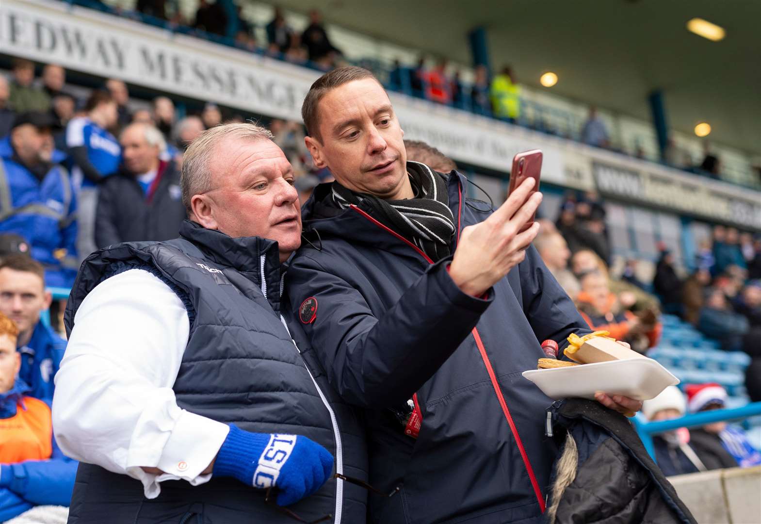 Manager Steve Evans has a selfie with a Gills fan at Priestfield on Saturday Picture: Ady Kerry