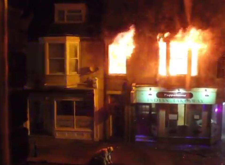 Fire rips through the flat above the Pappadoms Indian in Herne Bay